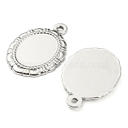 304 Stainless Steel Pendant Cabochon Settings, Oval, Stainless Steel Color, Tray: 16x12.5mm, 27x18x2mm, Hole: 1.6mm(STAS-I202-12P)
