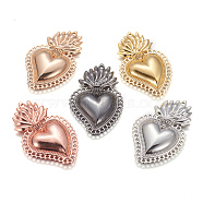 Alloy Pendants, Sacred Heart, Heart of Holy Flame, Mixed Color, 40x25x3.5mm, Hole: 1.5mm(PALLOY-O094-01B-M2)