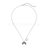 925 Sterling Silver Pendant Necklaces, Micro Pave Cubic Zirconia, Rainbow, Platinum, 15.83 inch(40.2cm)(NJEW-L179-09P)