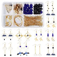SUNNYCLUE DIY Dangle Earring Making Kits, Including Alloy Pendants & Link Connectors, Brass Cable Chains & Linking Rings & Earring Hook & Jump Rings & Pins, Glass Beads, Golden, 18x24.5x1.2mm, Hole: 2.5mm, 6pcs/box(DIY-SC0016-02)