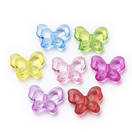 Transparent Acrylic Beads, Butterfly, Mixed Color, 18x22x7mm, Hole: 1mm(X-TACR-T002-18)