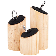 3 Sizes Wood Jewelry Ring Display Riser Stands, Ring Organizer Holder with Velvet, Column, Black, 3.9x4.9~8.95cm, 1 size/pc, 3pcs/set(RDIS-WH0011-13A)