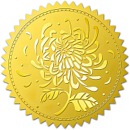 Self Adhesive Gold Foil Embossed Stickers, Medal Decoration Sticker, Plants Pattern, 5x5cm(DIY-WH0211-187)