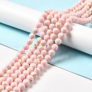 Synthetic Turquoise and Sea Shell Assembled Beads Strands, Dyed, Round, Pink, 4mm, Hole: 0.6mm, about 92pcs/strand, 15.55''(39.5cm)(G-D482-01A-06)