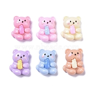 Opaque Cute Animal Resin Decoden Cabochons, Mixed Color, Bear with Bottle, 14x11x6mm(RESI-B024-02E)
