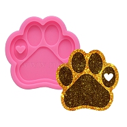 Cat Paw Print DIY Pendant Silicone Molds, for Keychain Making, Resin Casting Molds, For UV Resin, Epoxy Resin Jewelry Making, Hot Pink, 78x80x11mm, Inner Diameter: 70x68mm(SIMO-PW0001-325J)