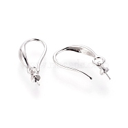 Brass Earring Hooks, for Half Drilled Beads, Platinum, 20x2.7mm, 20 Gauge, Pin: 0.8mm, Bail: 6x2.7mm, 21 Gauge, Pin: 0.7mm(KK-E779-01P)