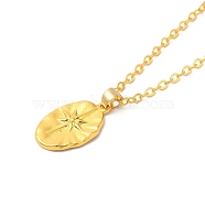 Zinc Alloy Pendant Necklaces, Oval with Star, Golden, 18.31 inch(46.5cm)(NJEW-M203-01G)
