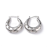 Rack Plating Brass Hollow Star Hoop Earrings for Women, Lead Free & Cadmium Free, Platinum, 24x22x6mm, Pin: 0.6x1.1mm(EJEW-G342-12P)