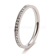 304 Stainless Steel Rhinestone Rings, Stainless Steel Color, US Size 7(17.3mm)(STAS-D178-02P-02)