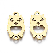 201 Stainless Steel Link Connectors, Laser Cut, Owl, Golden, 17x9.5x1mm, Hole: 1.5mm(STAS-S110-108G)