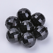 Transparent Acrylic Beads, Faceted, Round, Black, 8x8mm, Hole: 1.5mm, about 177pcs/50g(X-TACR-Q254-8mm-V72)