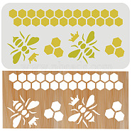 Plastic Painting Stencils Sets, Reusable Drawing Stencils, for Painting on Scrapbook Fabric Tiles Floor Furniture Wood, White, Bees Pattern, 30x15cm(DIY-WH0172-892)
