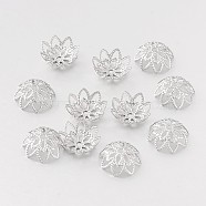 316 Surgical Stainless Steel Flower Bead Caps, Fancy Bead Caps, Stainless Steel Color, 10x4mm, Hole: 1mm(STAS-M257-03)
