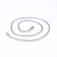 304 Stainless Steel Mesh Chain Necklaces, with Lobster Claw Clasps, Stainless Steel Color, 19.7 inch(50cm), 3mm(NJEW-F227-06P-04)