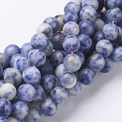 Gemstone Beads, Natural Blue Spot Jasper, Round, Cornflower Blue, 8mm, Hole: 1mm, about 46~48pcs/strand, 16 inches(GSR036)