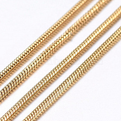 Handmade Ion Plating(IP) 304 Stainless Steel Round Snake Chains, Soldered, with Spool, Golden, 1.2mm, about 32.8 Feet(10m)/roll(STAS-P203-J02)