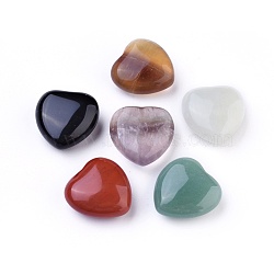 Natural Mixed Stone, Heart Love Stone, Pocket Palm Stone for Reiki Balancing, 25x25x12~12.5mm(G-G790-31)