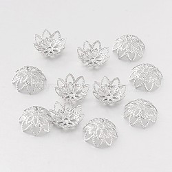 Tarnish Resistant 316 Surgical Stainless Steel Flower Bead Caps, Fancy Bead Caps, Stainless Steel Color, 10x4mm, Hole: 1mm(STAS-M257-03)