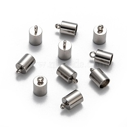 304 Stainless Steel Cord Ends, End Caps, Stainless Steel Color, 10x6mm, Hole: 2mm, Inner Diameter: 5mm(X-STAS-M250-06)