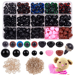 Plastic Doll Eyes & Nose Sets, with Washers, Craft Safety Eyes, for Crochet Toy and Stuffed Animals, Mixed Color, 6~14x14~17mm(FIND-WH0420-144A)