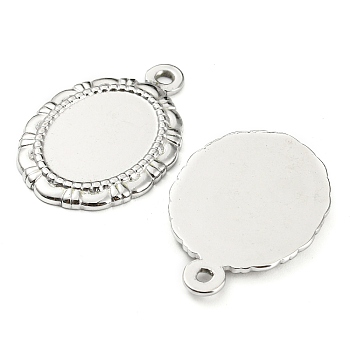 304 Stainless Steel Pendant Cabochon Settings, Oval, Stainless Steel Color, Tray: 16x12.5mm, 27x18x2mm, Hole: 1.6mm