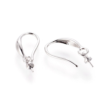 Brass Earring Hooks, for Half Drilled Beads, Platinum, 20x2.7mm, 20 Gauge, Pin: 0.8mm, Bail: 6x2.7mm, 21 Gauge, Pin: 0.7mm