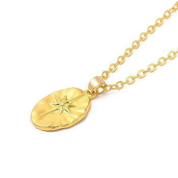 Zinc Alloy Pendant Necklaces, Oval with Star, Golden, 18.31 inch(46.5cm)