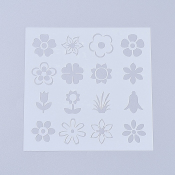 Plastic Reusable Drawing Painting Stencils Templates, for Painting on Scrapbook Paper Wall Fabric Floor Furniture Wood, Plant , White, 130x130x0.2mm
