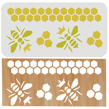Plastic Painting Stencils Sets, Reusable Drawing Stencils, for Painting on Scrapbook Fabric Tiles Floor Furniture Wood, White, Bees Pattern, 30x15cm