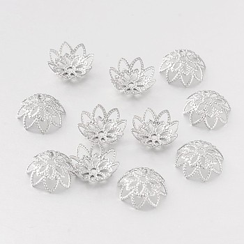 316 Surgical Stainless Steel Flower Bead Caps, Fancy Bead Caps, Stainless Steel Color, 10x4mm, Hole: 1mm