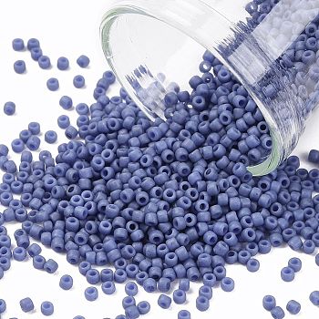 TOHO Round Seed Beads, Japanese Seed Beads, (2606F) Semi Glazed Soft Blue, 15/0, 1.5mm, Hole: 0.7mm, about 15000pcs/50g