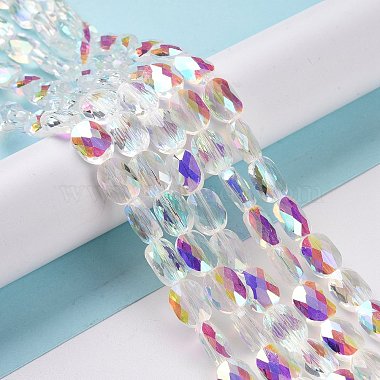 Faceted Electroplated Transparent Glass Beads Strands(GLAA-G092-B03)-3