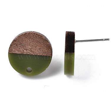 Opaque Resin & Walnut Wood Stud Earring Findings(MAK-N032-008A-B03)-4