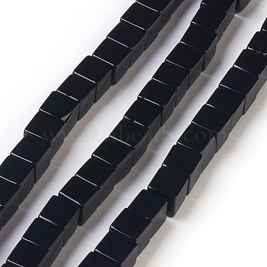 8mm Cube Black Agate Beads