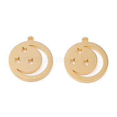 Real 18K Gold Plated Flat Round 201 Stainless Steel Pendants