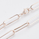 Brass Flat Oval Paperclip Chain Necklace Making(MAK-S072-08B-RG)-1