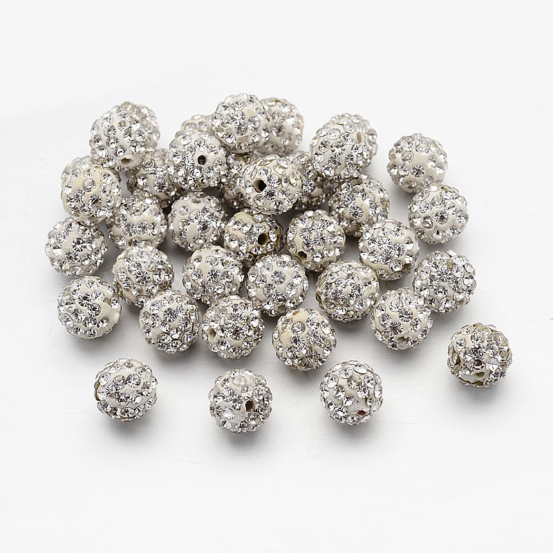 AAA QUALITY-6182 4pc 10mm Rhinestone Crystal Clay Pave Disco Beads 