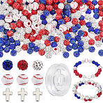 DIY Bracelets Making Kit, Including Polymer Clay Rhinestone Beads, Cross CCB Plastic Beads & Acrylic Round Beads, Flat Elastic Crystal String, Mixed Color, 9.5mm, Hole: 1.8mm(DIY-PH0034-49)