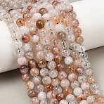 Natural Black Gold Rutilated Quartz Beads Strands, Round, 6mm, Hole: 0.8mm, about 68pcs/strand, 15.35''~15.55''(39~39.5cm)(G-P596-6mm-02)