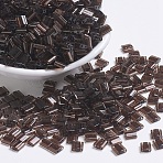 MIYUKI TILA Beads, Japanese Seed Beads, 2-Hole, (TL135) Transparent Root Beer, 5x5x1.9mm, Hole: 0.8mm, about 118pcs/bottle, 10g/bottle(SEED-JP0008-TL135)
