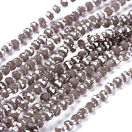 Glass Beads Strands, Faceted, Rondelle, Rosy Brown, 4x2.5mm, Hole: 0.8mm, about 150pcs/strand, 23.6 inch(60cm)(EGLA-F148-A09)