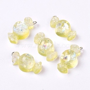 Resin Pendants, with Platinum Plated  Iron Screw Eye Pin Peg Bails, Candy, Champagne Yellow, 27x13x11mm, Hole: 2mm(RESI-TAC0002-16C)