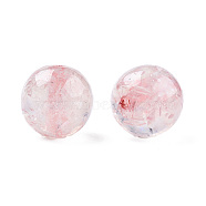 Transparent Resin Beads, with Shell, Round, Pink, 12x11.5mm, Hole: 1.5~3mm(RESI-N034-01-E02)
