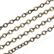 Brass Cable Chains, Soldered, with Spool, Flat Oval, Antique Bronze, 2x1.8x0.2mm, about 9.84 Feet(3m)/Roll(CHC-T008-08AB)