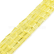 Transparent Glass Beads Strands, Rectangle, Champagne Yellow, 4~5x2~3x2~3mm, Hole: 0.9mm, about 93~103pcs/strand, 17.32 inch~19.09 inch(44~48.5cm)(GLAA-N052-03-C01)