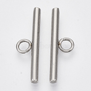 304 Stainless Steel Toggle Clasps Parts, Stainless Steel Color, Bar: 25x7x2.5mm, Hole: 3mm(STAS-Q179-01-A)