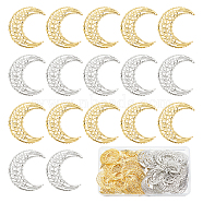 ARRICRAFT 100Pcs 2 Colors Iron Cabochons, Moon, Platinum & Golden, 45x38x1mm, 50pcs/color(IFIN-AR0001-23)