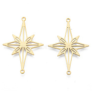 201 Stainless Steel Connector Charms, Star, Real 18K Gold Plated, 39x26x1mm, Hole: 1.5mm(STAS-N090-LA953-2)