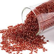 TOHO Round Seed Beads, Japanese Seed Beads, (25C) Silver Lined Ruby, 15/0, 1.5mm, Hole: 0.7mm, about 3000pcs/10g(X-SEED-TR15-0025C)